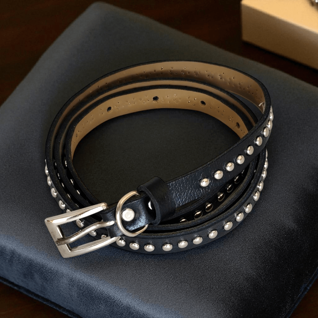 CINTO FEMININO FINO TAXINHAS NO COURO LEGITIMO - 302