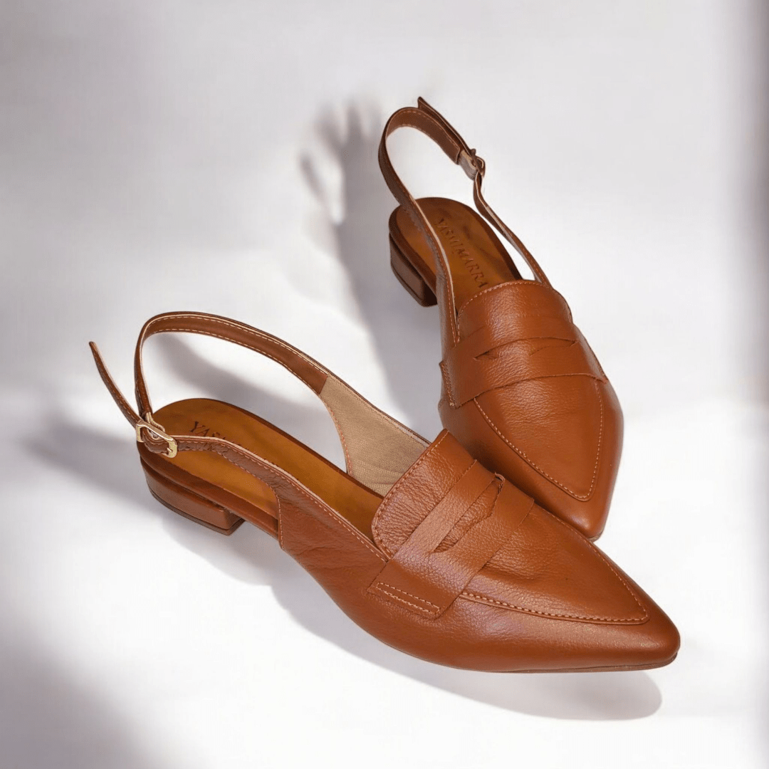 Scarpin Slingback de Couro Legitimo Salto Baixo- 5118 - yasmim marra ...