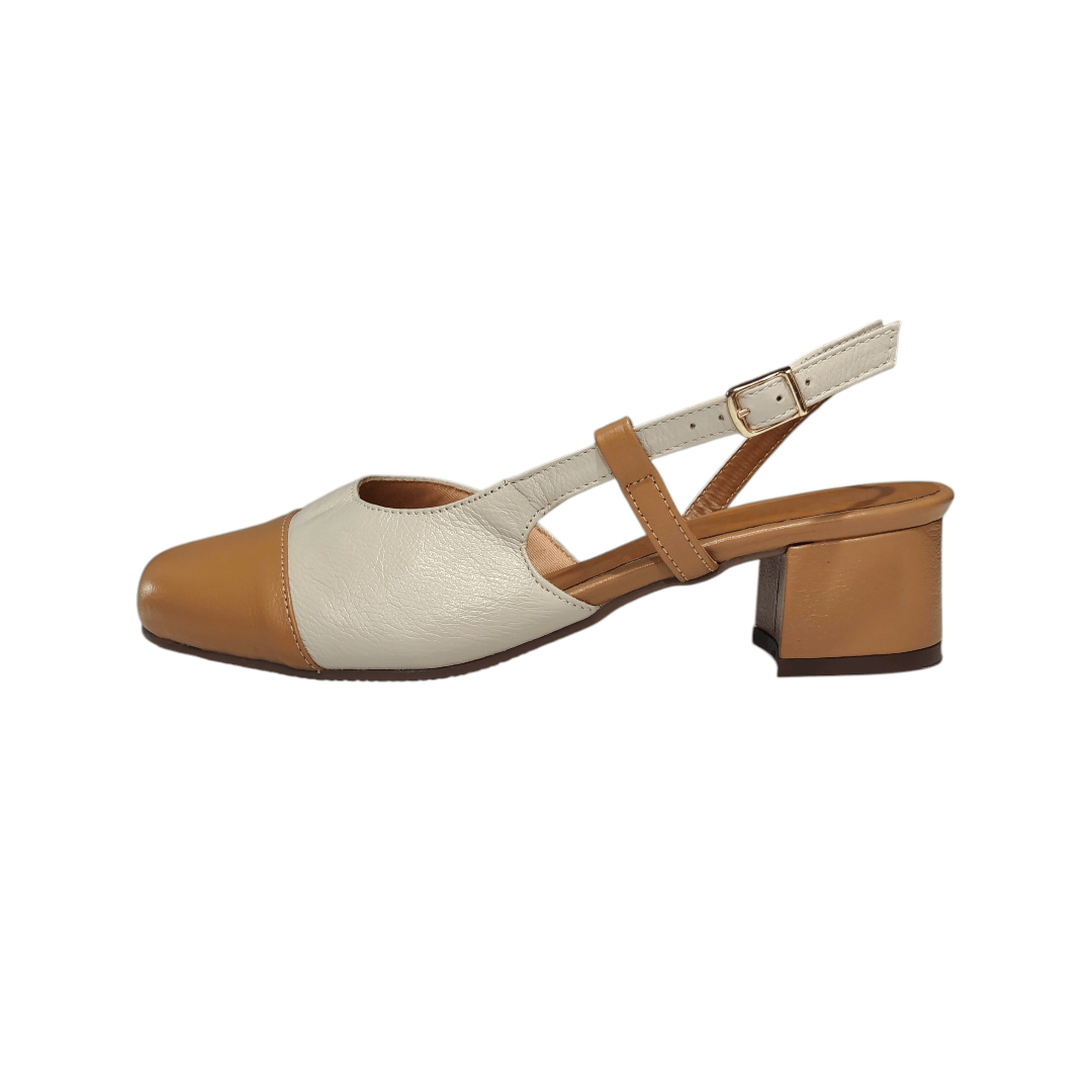 Slingback em Couro Legítimo Bico Quadrado com Salto Bloco – Elegância e Conforto - 5184