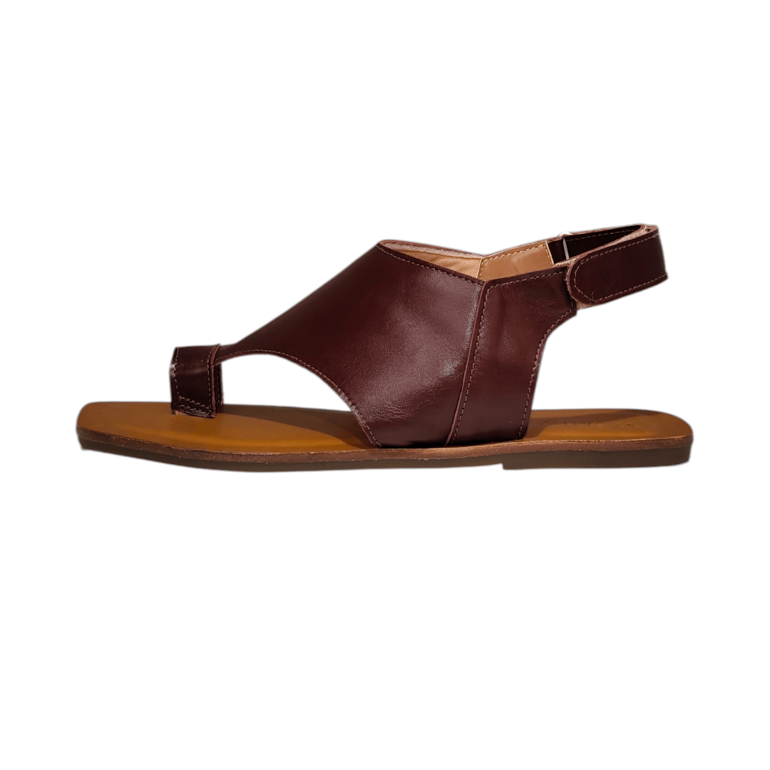 Sandália Rasteira em Couro Legítimo com Dedo e Velcro – Elegância e Conforto - 5183