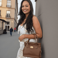 Bolsa Versátil em Couro Legítimo com 3 Bolsos e Alças Duplas - 113