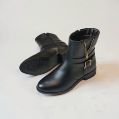 Coturno Feminino Elegante em Couro Legítimo com Salto Bloco, Detalhe em Zíper e Zíper Lateral -1587