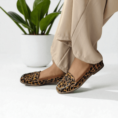Mocassim Conforto Flexível em Couro Legítimo Animal Print - 5152