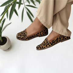 Mocassim Conforto Flexível em Couro Legítimo Animal Print - 5152