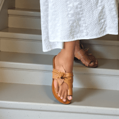 Rasteira Elegante em Couro Legítimo com Laço Lateral - 5174