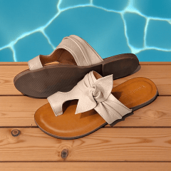 Rasteira Elegante em Couro Legítimo com Laço Lateral - 5174