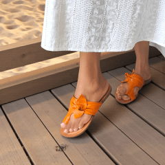 Rasteira Elegante em Couro Legítimo com Laço Lateral - 5174