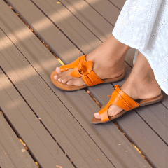 Rasteira Elegante em Couro Legítimo com Laço Lateral - 5174