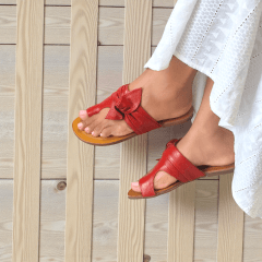 Rasteira Elegante em Couro Legítimo com Laço Lateral - 5174