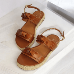 SANDALIA FLATFORM DOIS LAÇOS E JUTA-45356