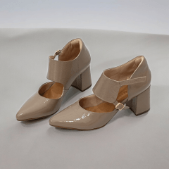 SCARPIN SALTO BLOCO COURO LEGITIMO VERNIZ ELEGANTE-45505