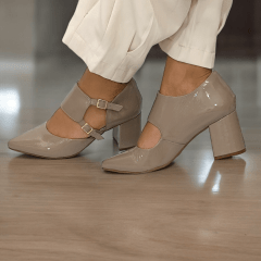 SCARPIN SALTO BLOCO COURO LEGITIMO VERNIZ ELEGANTE-45505