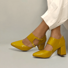 SCARPIN SALTO BLOCO COURO LEGITIMO VERNIZ ELEGANTE-45505