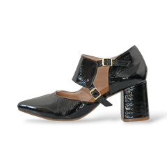 SCARPIN SALTO BLOCO COURO LEGITIMO VERNIZ ELEGANTE-45505