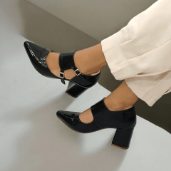 SCARPIN SALTO BLOCO COURO LEGITIMO VERNIZ ELEGANTE-45505