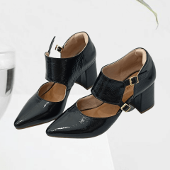 SCARPIN SALTO BLOCO COURO LEGITIMO VERNIZ ELEGANTE-45505
