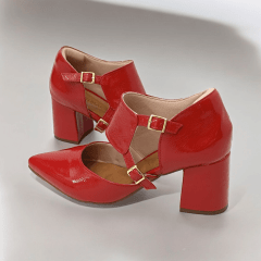 SCARPIN SALTO BLOCO COURO LEGITIMO VERNIZ ELEGANTE-45505