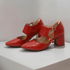 SCARPIN SALTO BLOCO COURO LEGITIMO VERNIZ ELEGANTE-45505