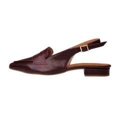 Scarpin Slingback de Couro Legitimo Salto Baixo- 5118