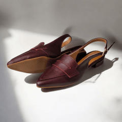 Scarpin Slingback de Couro Legitimo Salto Baixo- 5118
