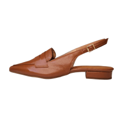 Scarpin Slingback de Couro Legitimo Salto Baixo- 5118