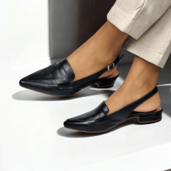 Scarpin Slingback de Couro Legitimo Salto Baixo- 5118