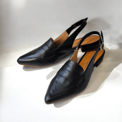 Scarpin Slingback de Couro Legitimo Salto Baixo- 5118