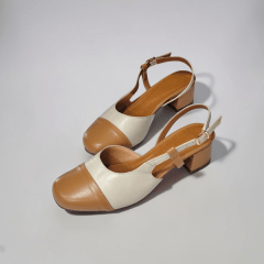 Slingback em Couro Legítimo Bico Quadrado com Salto Bloco – Elegância e Conforto - 5184