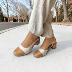 Slingback em Couro Legítimo Bico Quadrado com Salto Bloco – Elegância e Conforto - 5184