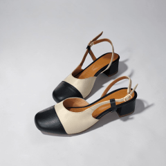 Slingback em Couro Legítimo Bico Quadrado com Salto Bloco – Elegância e Conforto - 5184