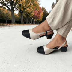 Slingback em Couro Legítimo Bico Quadrado com Salto Bloco – Elegância e Conforto - 5184