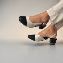 Slingback em Couro Legítimo Bico Quadrado com Salto Bloco – Elegância e Conforto - 5184