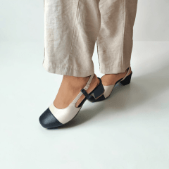 Slingback em Couro Legítimo Bico Quadrado com Salto Bloco – Elegância e Conforto - 5184
