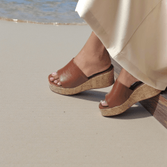 Tamanco Cortiça com Pala em Couro Legítimo e Elástico Lateral-5157