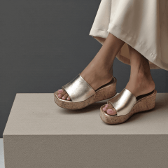 Tamanco Cortiça com Pala em Couro Legítimo e Elástico Lateral-5157