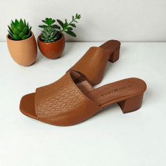 Tamanco Salto Bloco Couro Legitimo Tresse - 5299