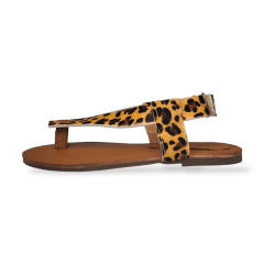 Sandália Couro Legítimo Animal Print com Fechamento em Velcro - 5132