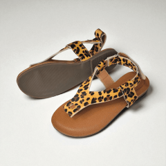 Sandália Couro Legítimo Animal Print com Fechamento em Velcro - 5132