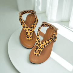 Sandália Couro Legítimo Animal Print com Fechamento em Velcro - 5132