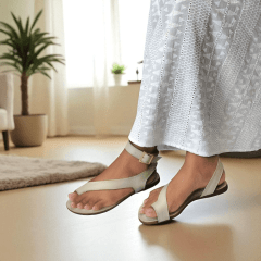 Sandália em Couro Legítimo com Dedinho e Fivela – Leve e Estilosa- 5135