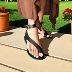 Sandália em Couro Legítimo com Dedinho e Fivela – Leve e Estilosa- 5135