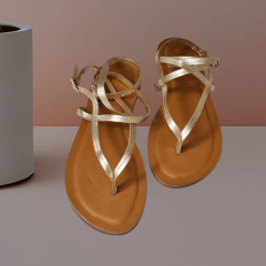 Sandália em Couro Legítimo com Duas Fivelas  Design Minimalista - 5169