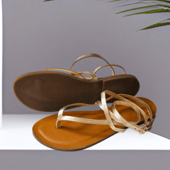 Sandália em Couro Legítimo com Duas Fivelas  Design Minimalista - 5169