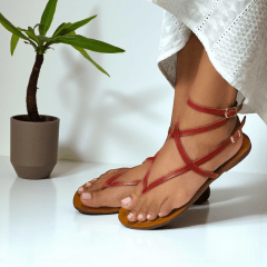 Sandália em Couro Legítimo com Duas Fivelas  Design Minimalista - 5169
