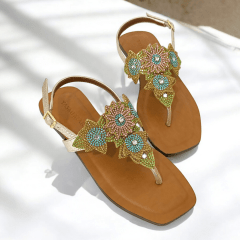 SANDALIA LUXUOSA EM COURO LEGITIMO TODA CRAVEJADA DE STRASS -45514