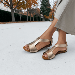 Sandália Rasteira em Couro Legítimo com Calcanhar Fechado – Conforto e Elegância - 5170