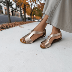 Sandália Rasteira em Couro Legítimo com Calcanhar Fechado – Conforto e Elegância - 5170