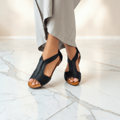 Sandália Rasteira em Couro Legítimo com Calcanhar Fechado – Conforto e Elegância - 5170