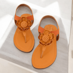 SANDALIA RASTEIRA EM COURO LEGITIMO COM FLOR E ELASTICO -45510