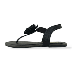 SANDALIA RASTEIRA EM COURO LEGITIMO COM FLOR E ELASTICO -45510